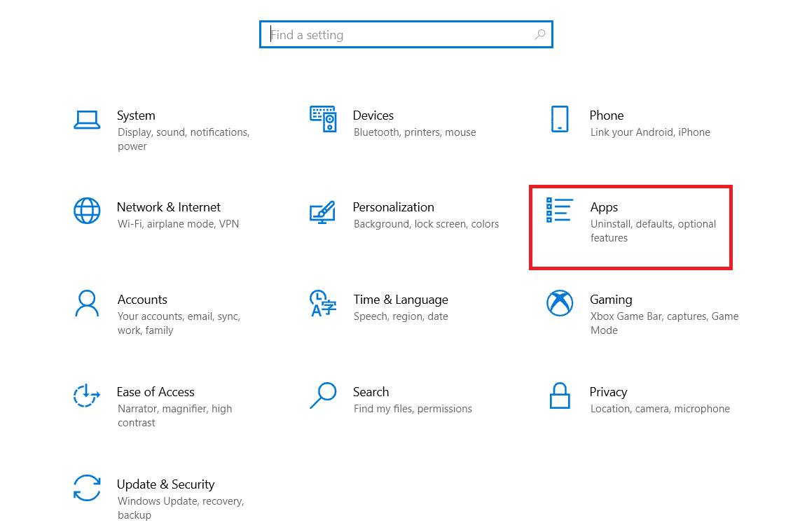 Open Settings and click on the Apps option. 