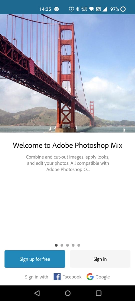 Open the Adobe Photoshop Mix application, and sign in to your account.