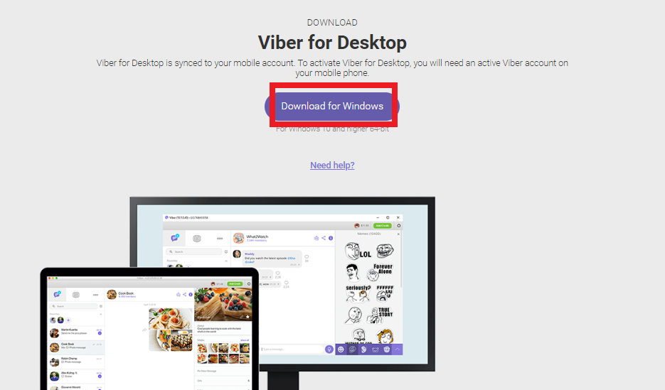 Open the Viber official website and download Viber for Desktop.