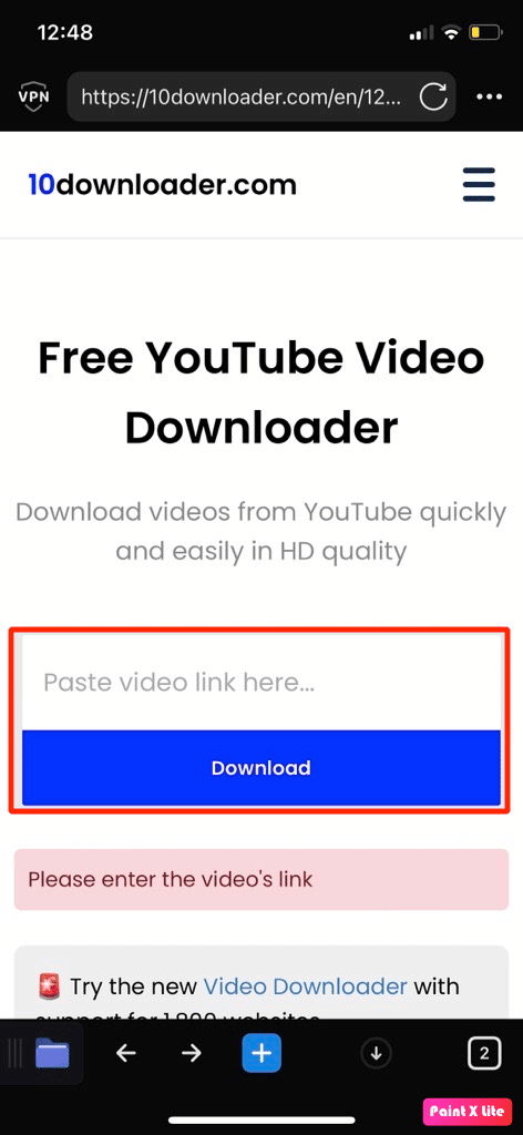 paste link and tap on download | How to Download YouTube Videos to iPhone Camera Roll