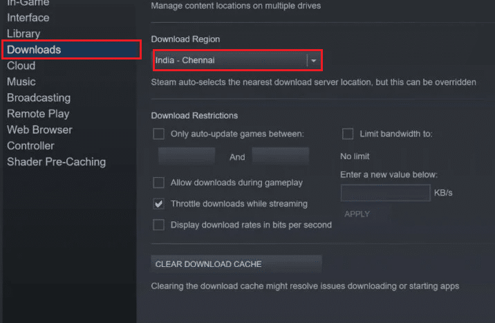 Pick a region under Download Region. Fix Steam freezes When Installing Game