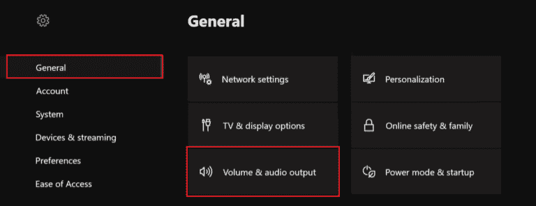 Select General tab and open Volume and audio output