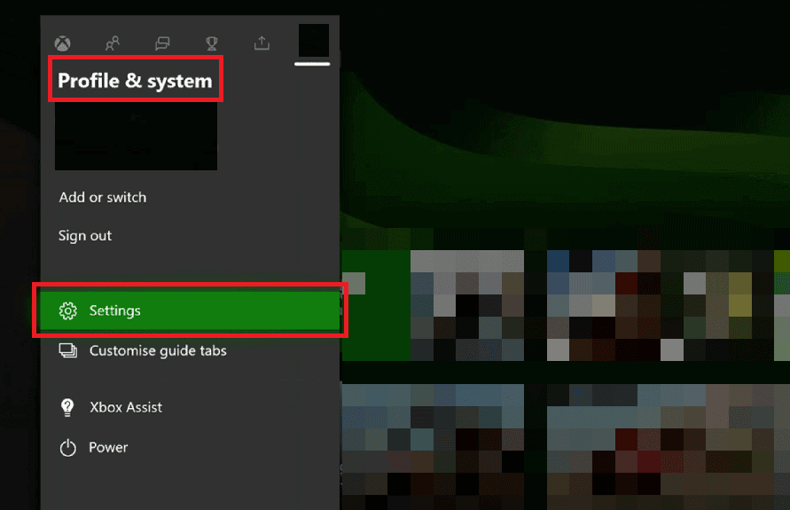 select Profile and System and choose Settings