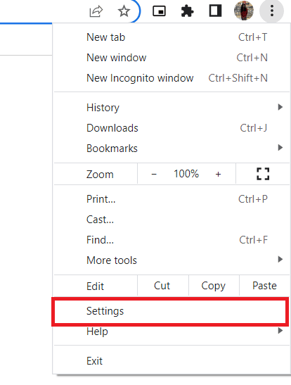 Select Settings from the drop-down menu | How to stream movies on discord without black screen