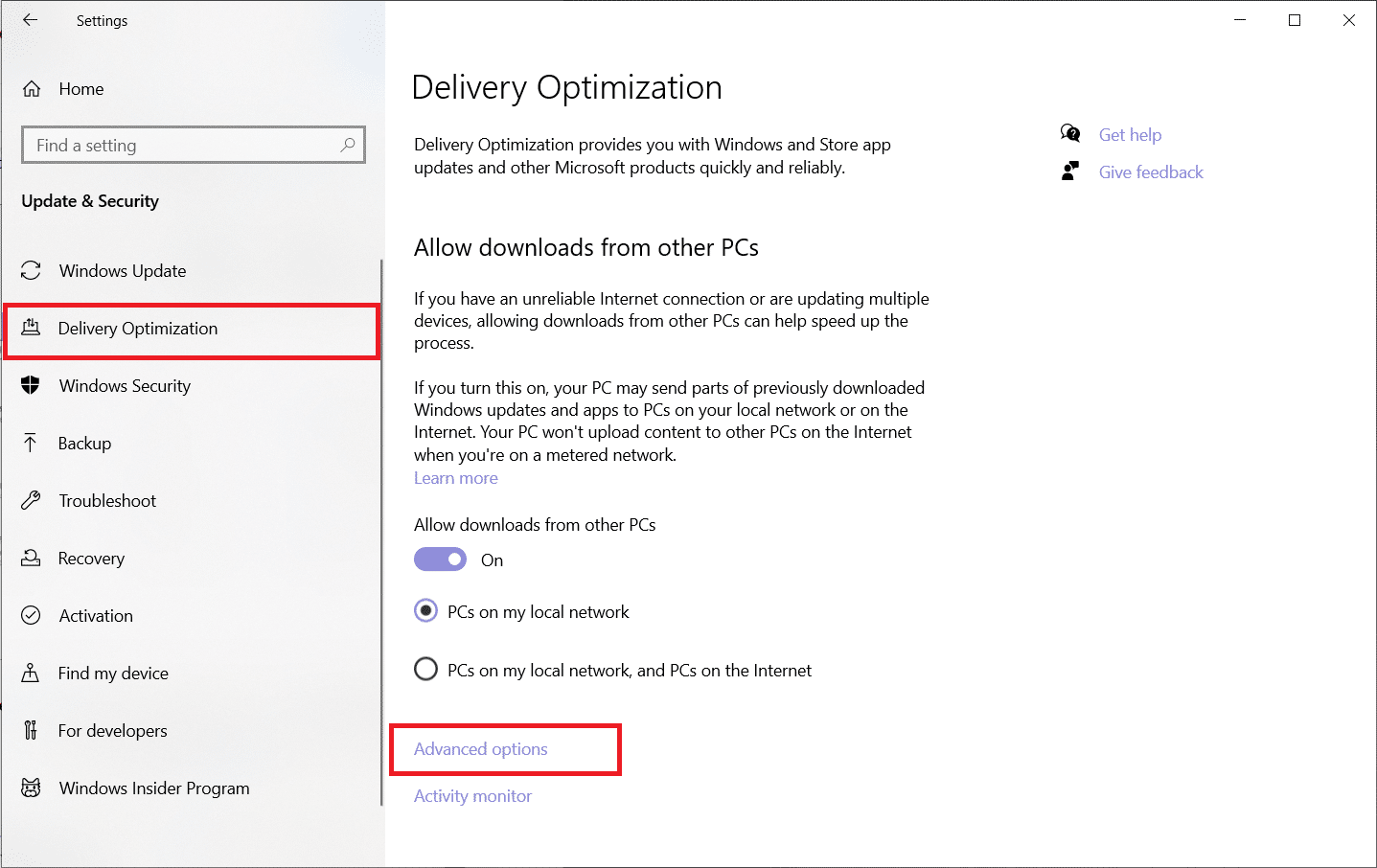 Switch to the ‘Delivery Optimization’ settings page, scroll to the bottom and click on ‘Advanced options’. how to increase wifi internet speed