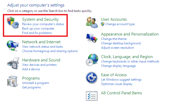 system and security windows 7