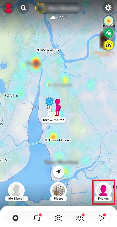 tap on Friends from the bottom right corner to see where your friends are currently located