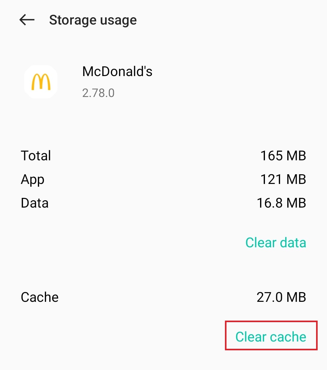 Tap on Clear cache