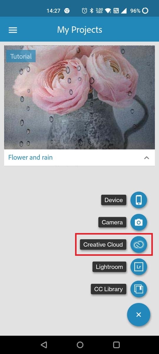 Tap on Creative Cloud. It’s on the left side of your screen.