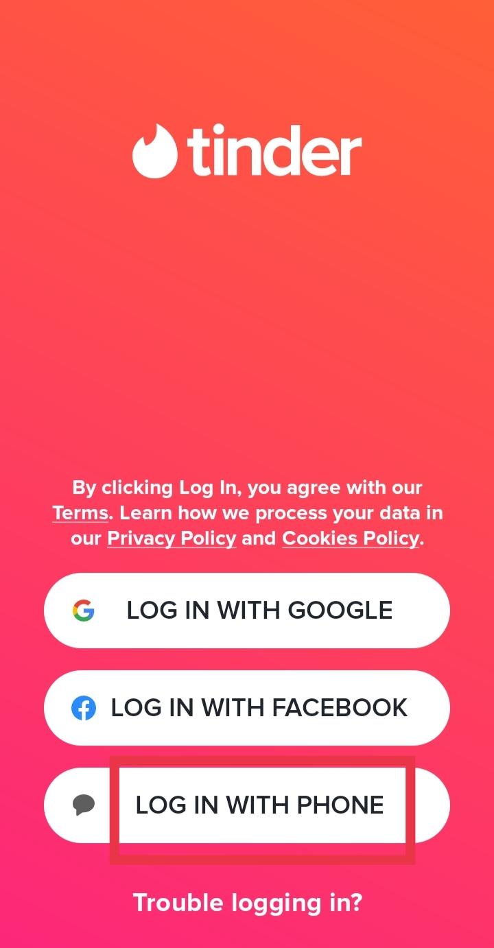 tap on LOG IN WITH PHONE