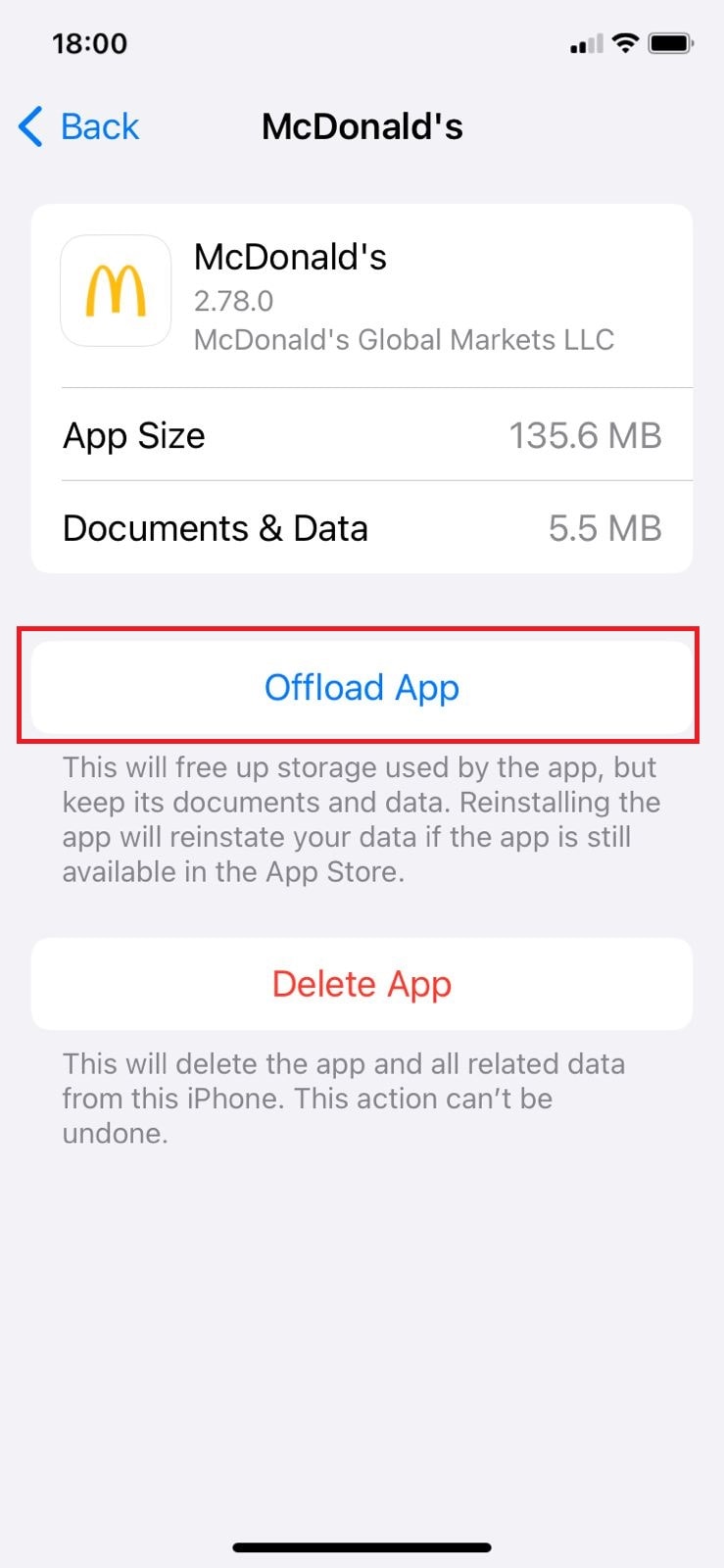 tap on Offload App