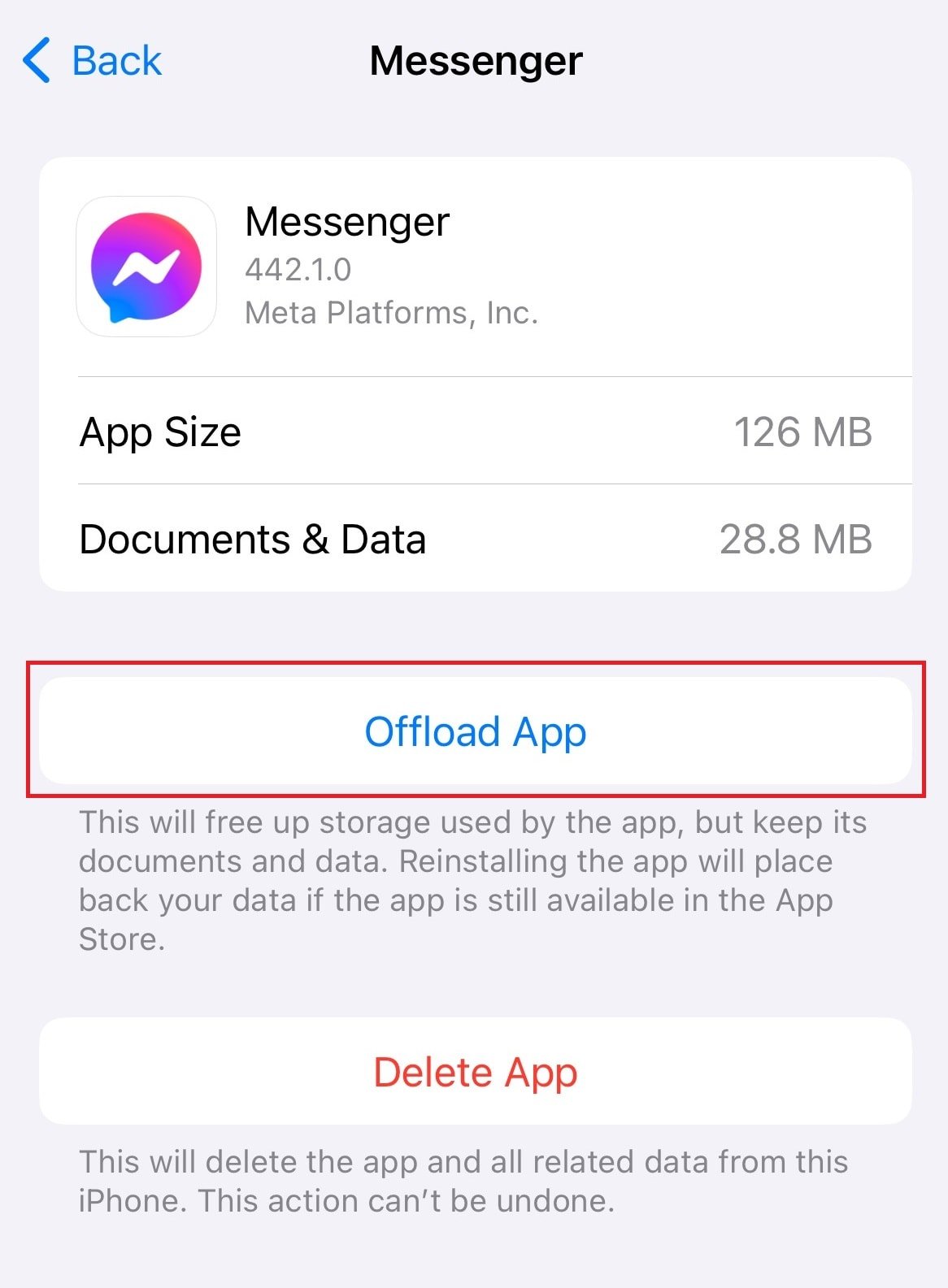 tap on Offload App | marketplace messages not showing in Messenger on iPhone