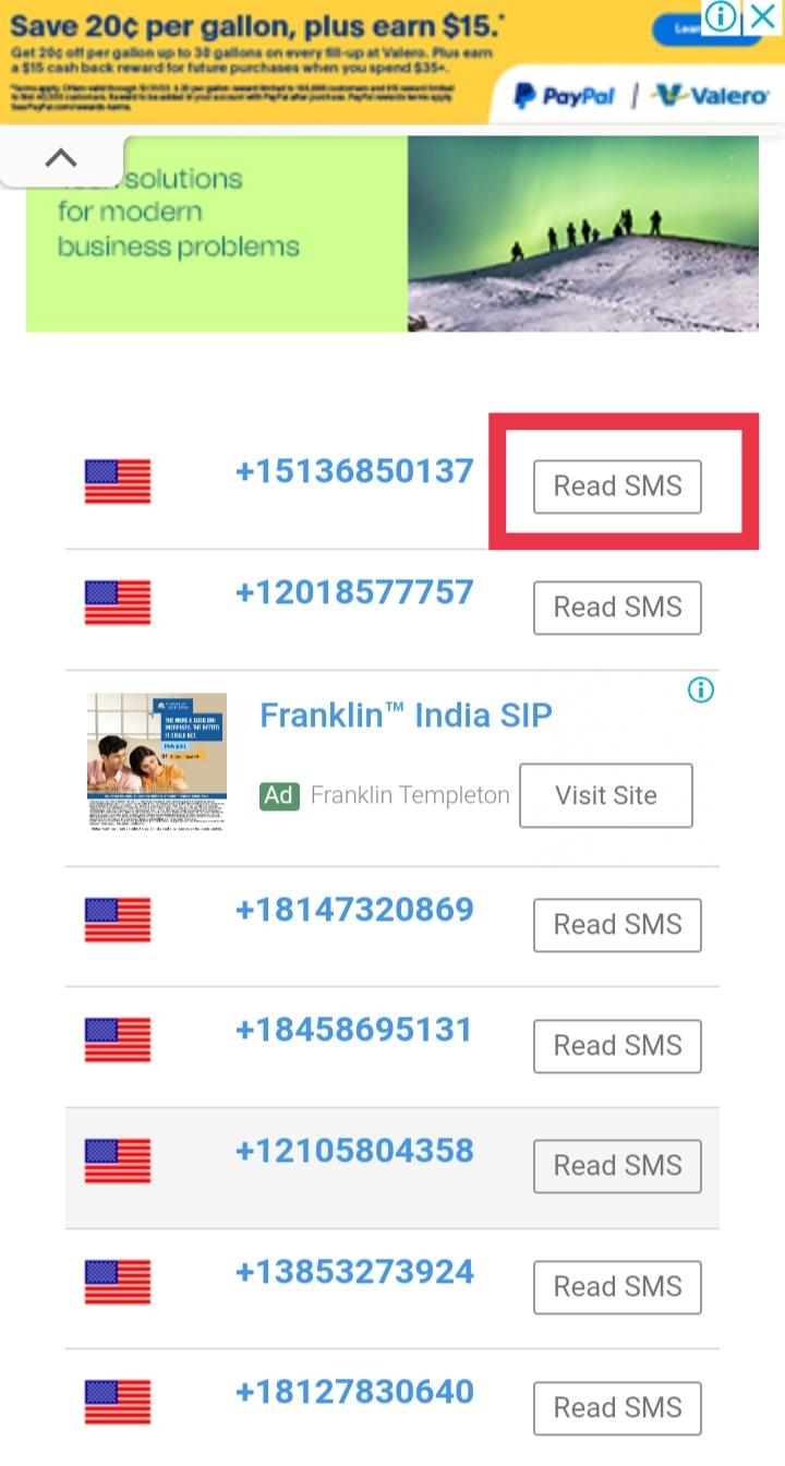 tap on Read SMS next to your phone number | How to Use Telegram Without a Phone Number
