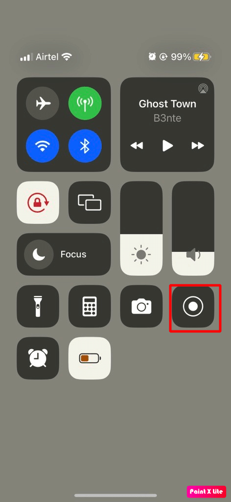 tap on screen record option