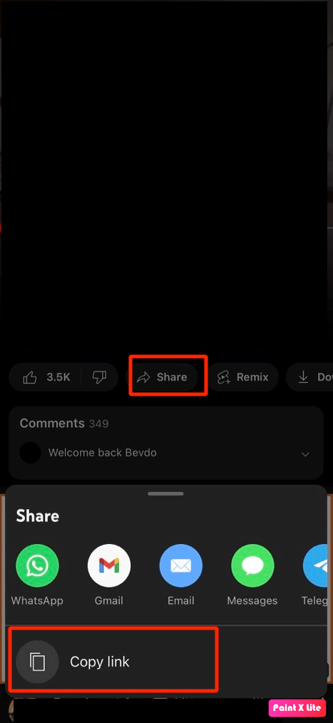 tap on share icon, then copy the link