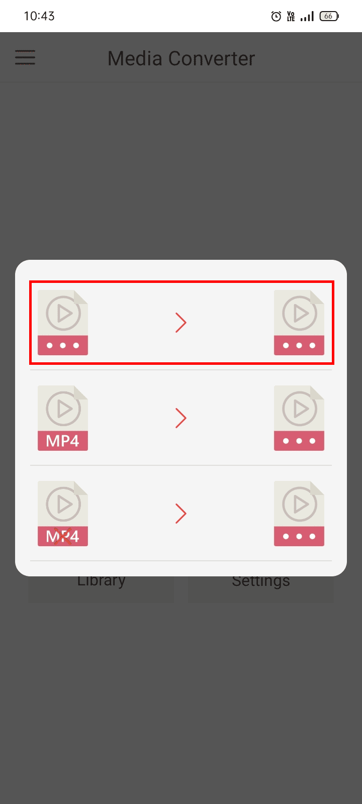 Tap on the first option for conversion.