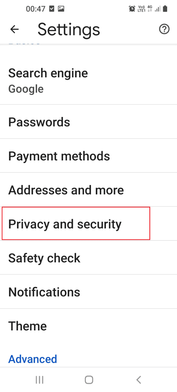 Tap on the Privacy and security tab 