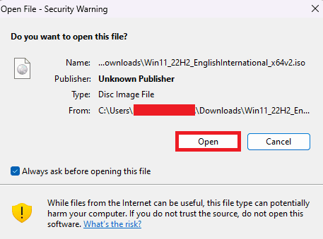Tap open once the file is downloaded Clean Install Windows 11 without USB