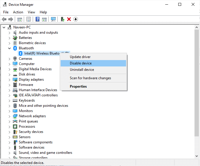 select the Disable device option. Fix Bluetooth Headphones Stuttering on Windows 10