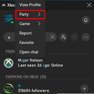 To join a friend's party, simply right-click on their name and Click on Party.