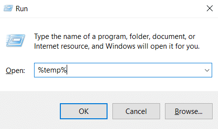Type %temp% in the command box and hit Enter