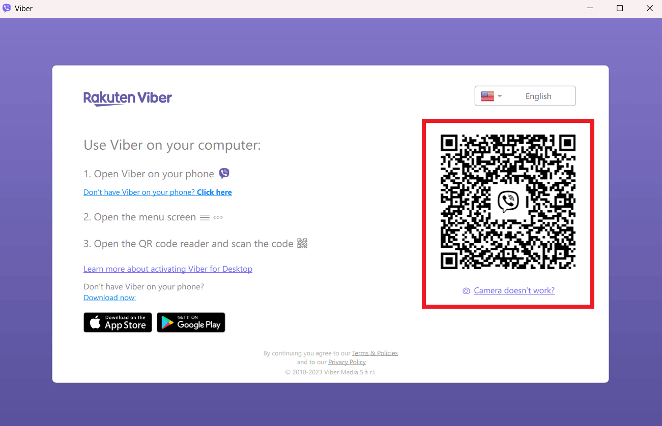 Viber will ask you to scan the QR code using the mobile app. | How to Use Viber Without a Phone Number