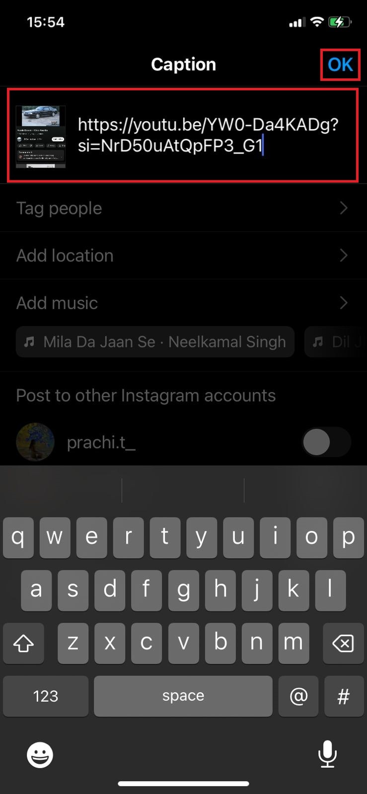 how to post a YouTube video on Instagram