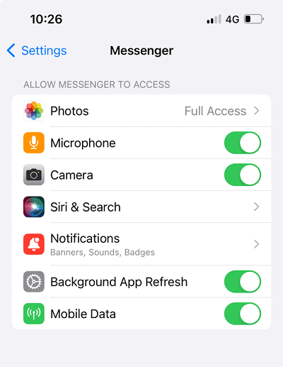 Check Permissions to fix messenger notes not showing