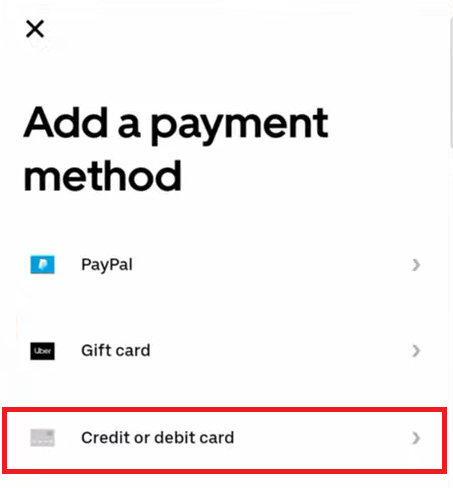 Select Credit or debit card