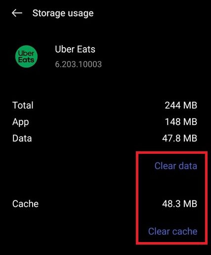tap clear data and clear cache