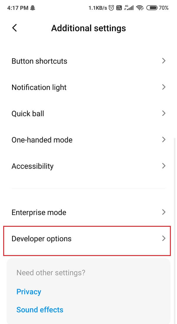 Under Additional Settings tap on Developers option | How to Enable USB Debugging on Android Devices