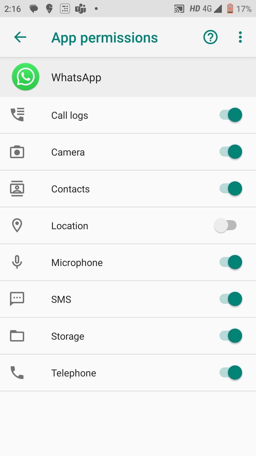Review the list of apps under "App permission" and toggle location access off per app.