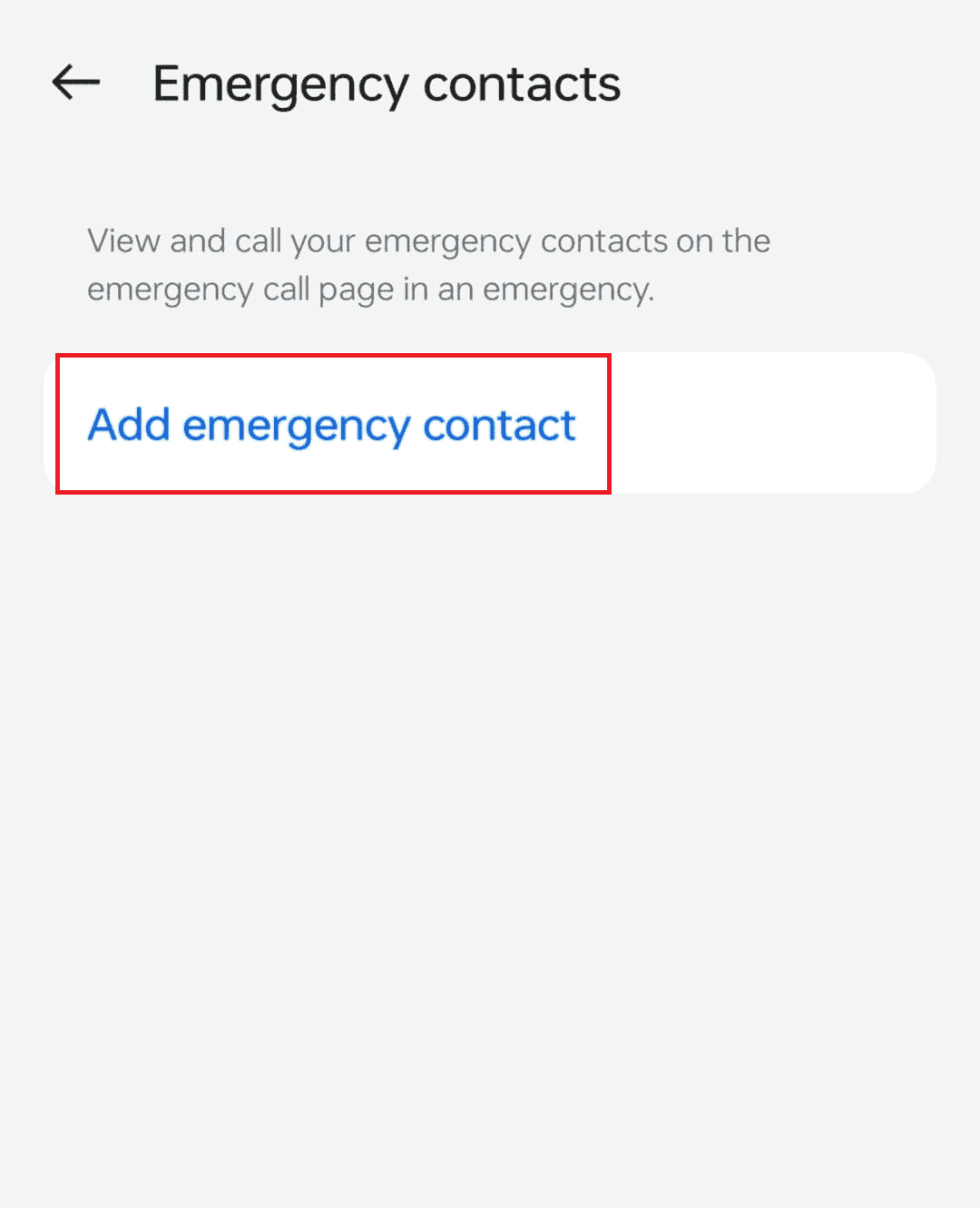 Tap on add emergency contact