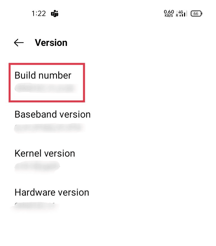 Tap on Build number entry.
