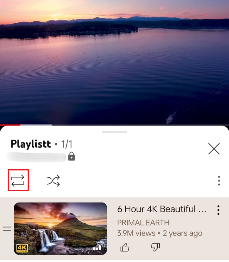Tap on loop button | How to Loop a YouTube Video on Android Device