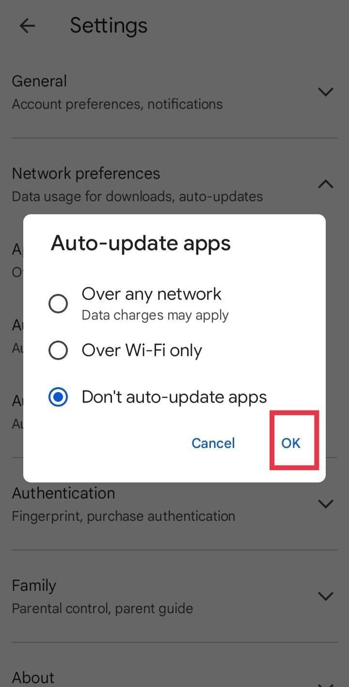 tap on OK | How to Disable Android Automatic Updates