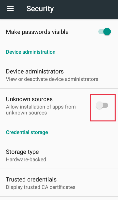 toggle the switch next to Unknown sources to enable it | How to Allow App Installation from Unknown Sources on Android