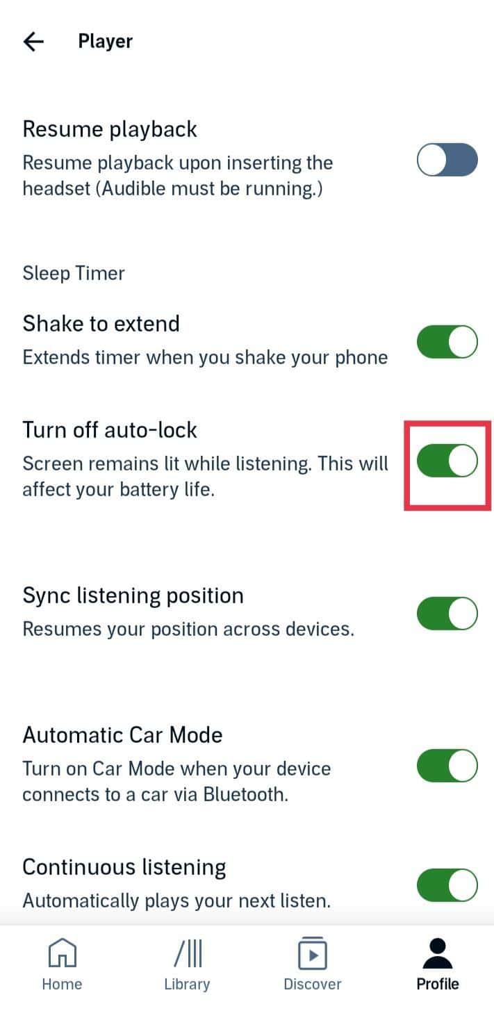 Turn on Turn off auto-lock