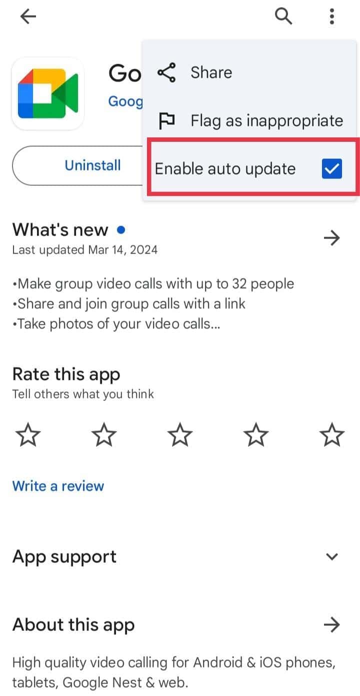 uncheck the Enable auto update
