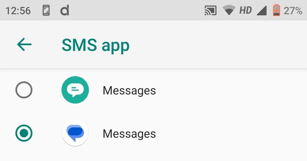 You should see a list of apps that can be set as the default for managing SMS